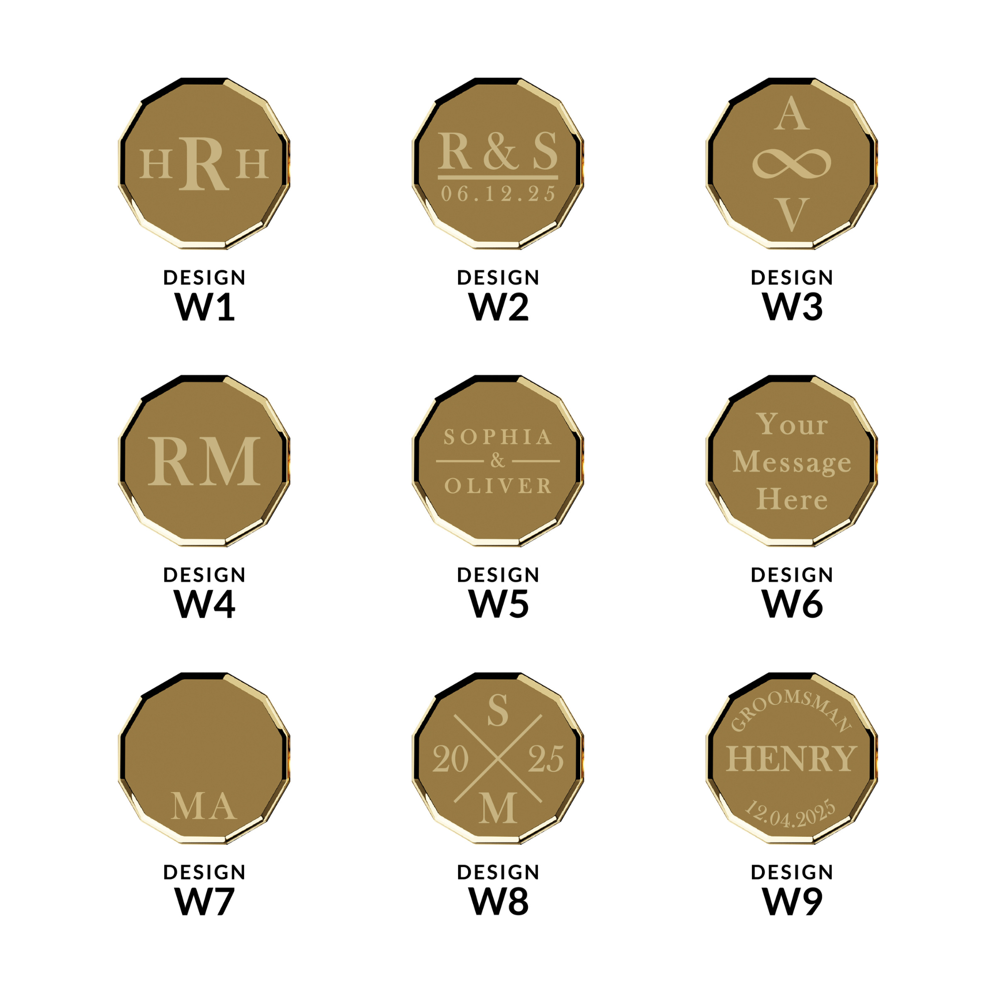 Kunden spezifische goldene Manschetten knöpfe für Ushers-elegantes graviertes Herren-Hochzeits zubehör