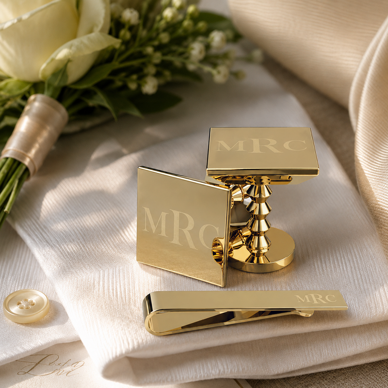 engraved cufflinks, tie clip set, wedding gift, personalised #giftset