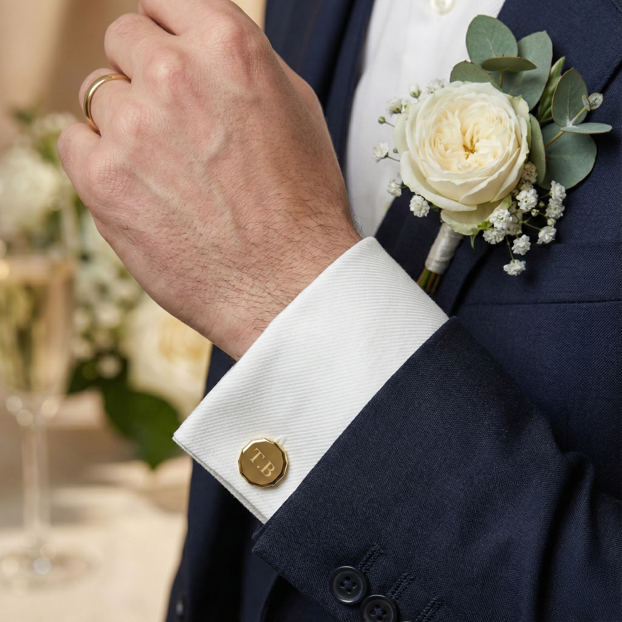 Custom Gold Cufflinks for Groom and Groomsmen | Wedding Morning Gift Set | Islington Design