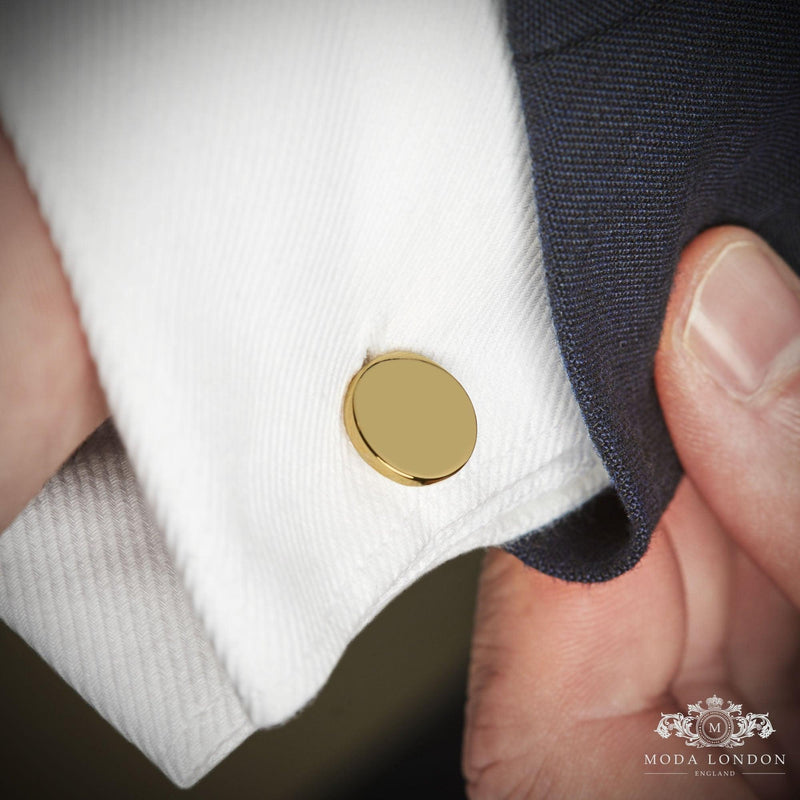 Gold Wedding Cufflinks Sets - Personalised & Engraved for Groom, Groomsmen, & Fathers - Moda London