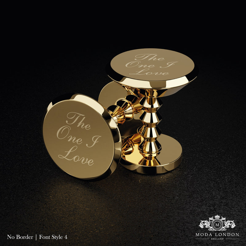 Elegant gold cufflinks for weddings by Moda London.