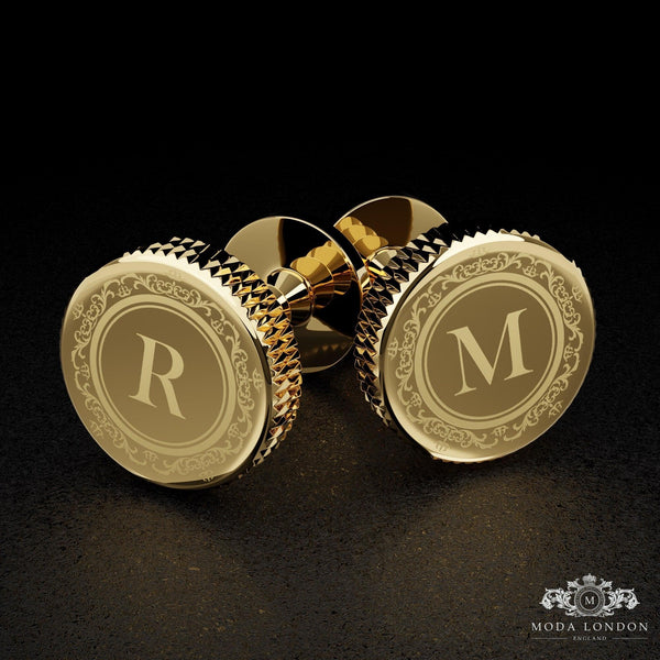 Exclusive Gold Cufflinks for the Father of the Bride - Customised Wedding Day Elegance - Moda London