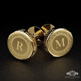 Exclusive Personalised Gold Cufflinks Set for Wedding - Custom, Engraved for Groom & Party - Moda London