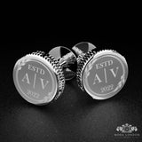 Elegant Silver Cufflinks for Ushers - Custom-Engraved, Distinctive Wedding Accessory - Moda London