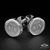 Custom Engraved Silver Cufflinks for Wedding Party - Individual Sets for Groom & Groomsmen - Moda London