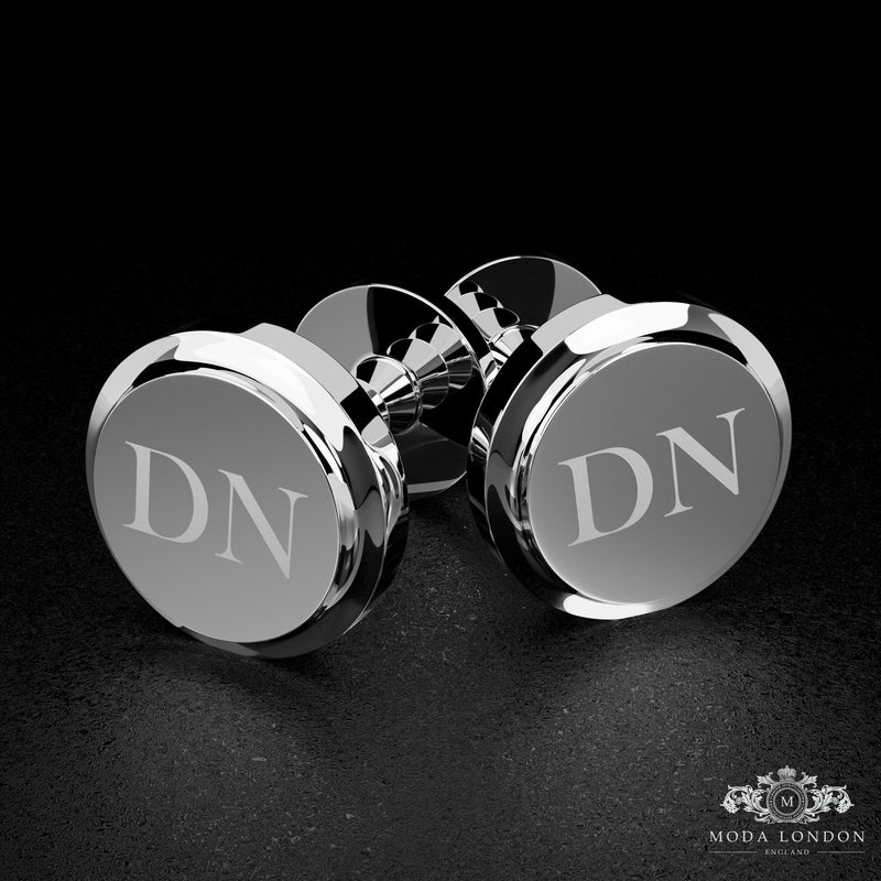 Elegant Silver Cufflinks for Wedding - Custom Engraved Accessory for Groom & Groomsmen - Moda London