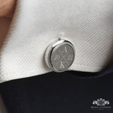 Elegantly Engraved Silver Cufflinks for Fathers - Timeless Accessory for Bride & Groom’s Dads - Moda London