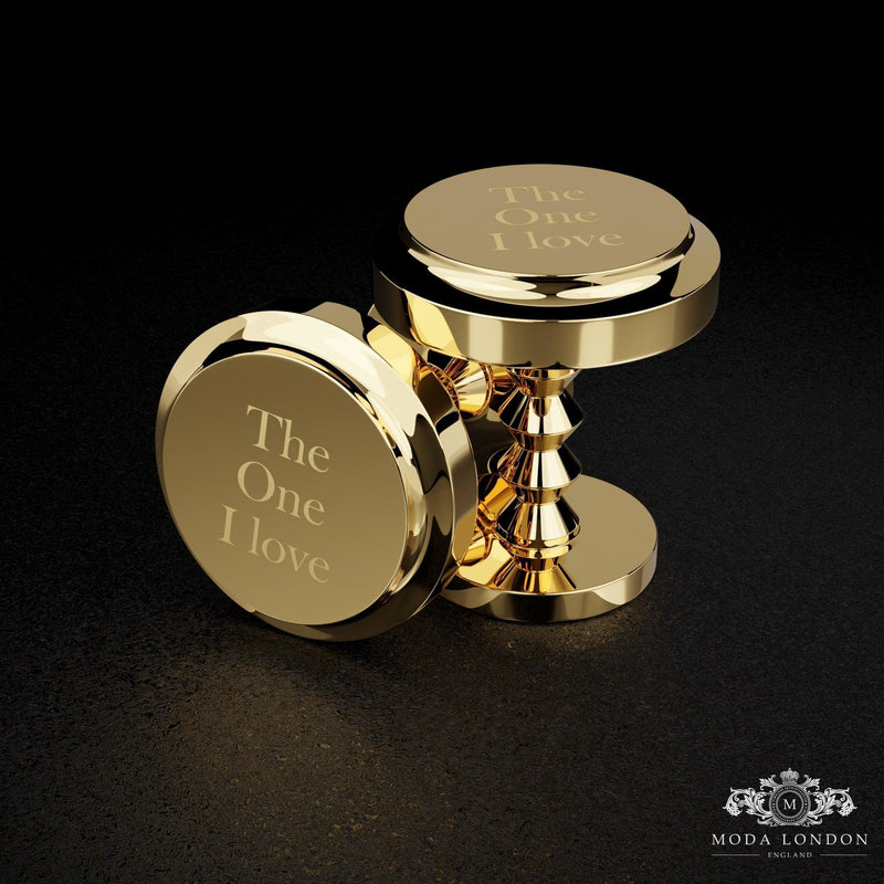 Premium Gold Cufflinks for Ushers - Exclusively Engraved, Luxurious Wedding Accessory - Moda London
