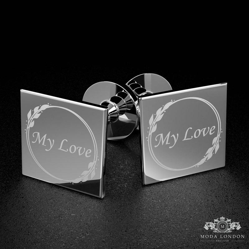 Deluxe Silver Cufflinks Set for Father of the Bride & Groom - Elegant, Customisable Wedding Accessory - Moda London
