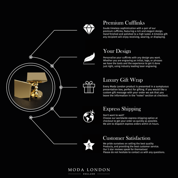 Custom Gold Cufflinks for Ushers - Elegant Engraved Men's Wedding Accessory
