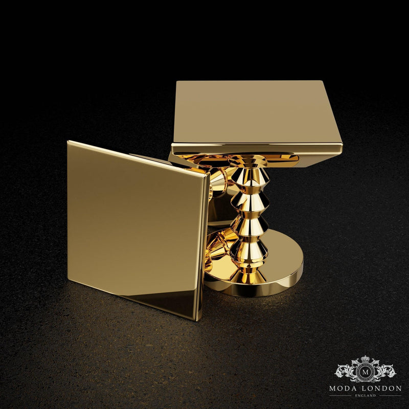 Custom Gold Cufflinks for Ushers - Elegant Engraved Men's Wedding Accessory - Moda London