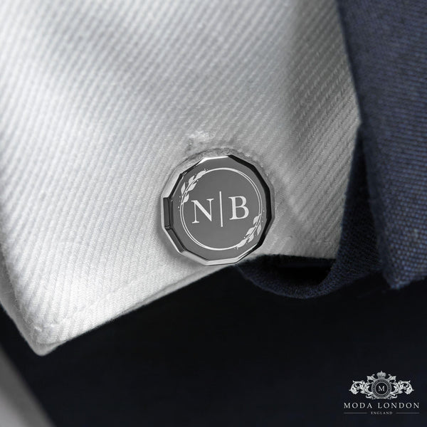 Luxury Personalised Silver Cufflinks for Wedding - Exclusive for Groom, Groomsmen & Special Guests - Moda London