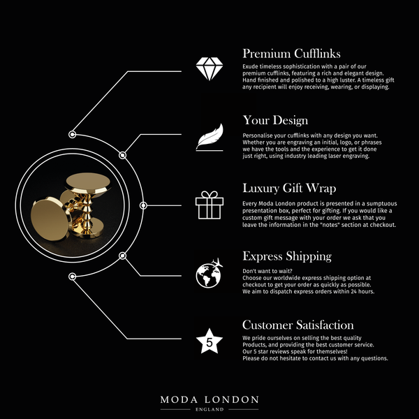 Custom Gold Cufflinks Set for Best Man & Groomsmen - Personalised Wedding Accessory