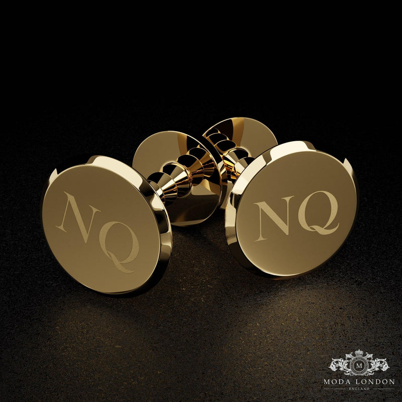Gold Cufflinks for Father of the Bride - Elegant Personalised Wedding Accessory - Moda London