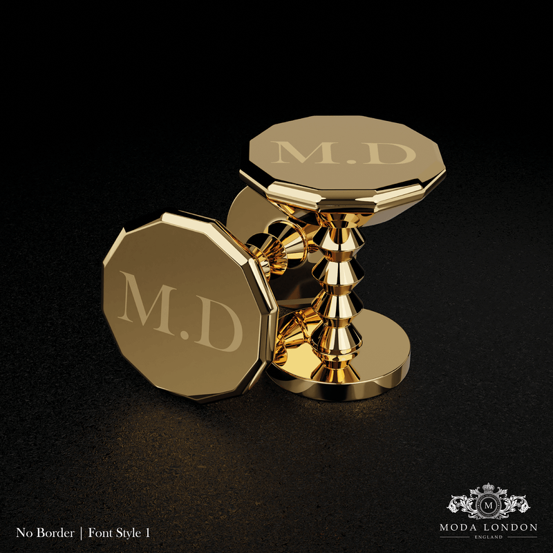 Celebrate the wedding in style with Moda London's engraved gold cufflinks for the entire party.